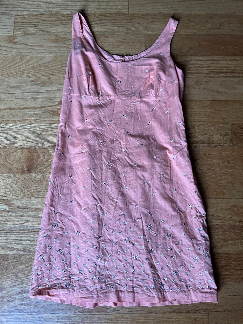 J. Crew Coral Sleeveless Embroidered Mini Dress